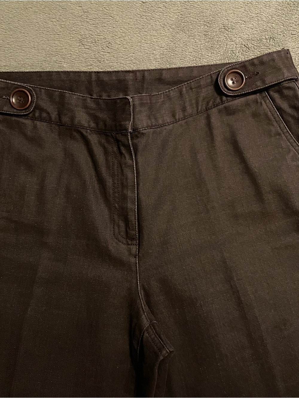 Talbots High-Waist Heather Black Denim Button Detail Pants
